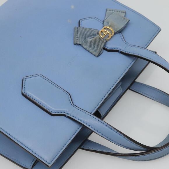 GUCCI Hand Bag Leather Blue Gold - Picture 6 of 16